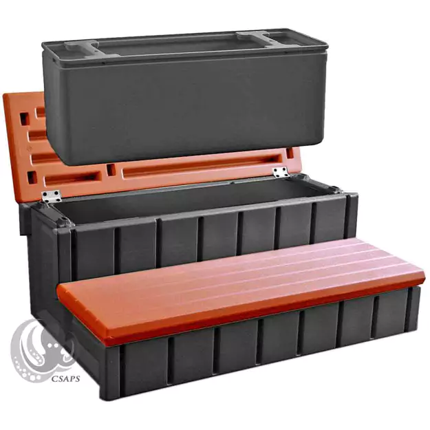 Storage Spa Steps- Redwood